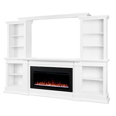 Real Flame Monte Vista 108 Inch Wide 5,100 BTU Vent Free Electric Mantel Fireplace White