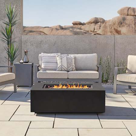 Real Flame Aegean 26 Inch Wide 50,000 BTU Free Standing Liquid Propane Rectangular Fire Table Black