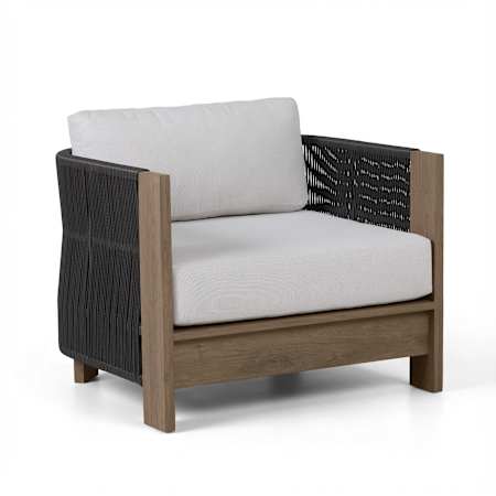 Real Flame Stratton Outdoor Lounge Chair with Sunbrella Cushion Beechwood