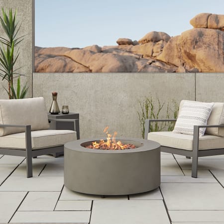 Real Flame Aegean 36 Inch Wide Propane/Natural Gas Round Fire Table
 Mist Gray
