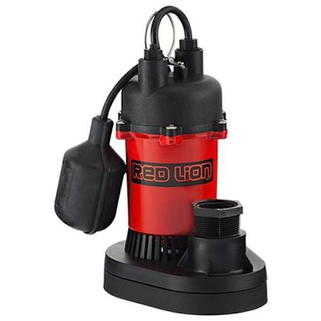 Red Lion RL-SP25T - 1/4 HP Thermoplastic Submersible Sump Pump with Tether Float Switch N/A