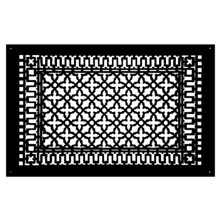 Reggio Registers Scroll Series 18" x 30" Grille with Mounting Holes Black Aluminum