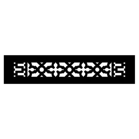 Reggio Registers Scroll Series 2-1/4" x 14" Floor Grille without Mounting Holes Black Aluminum