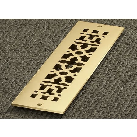 Reggio Registers Scroll Series 2-1/4" x 14" Floor Grille without Mounting Holes Brass