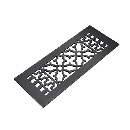 Reggio Registers Scroll 4" x 12" Aluminum Floor / Wall Grille with Mounting Holes Black Aluminum
