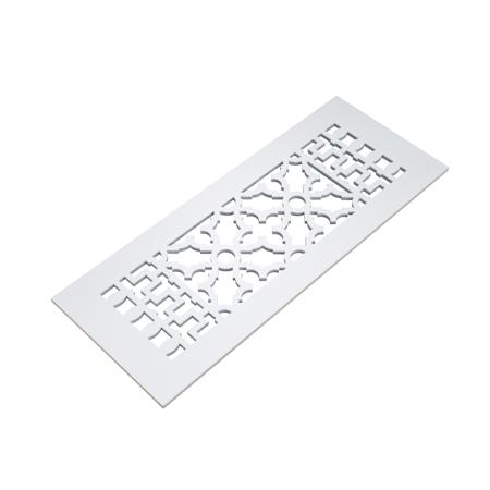 Reggio Registers Scroll 4" x 14" Aluminum Floor Grille without Mounting Holes White Cast Aluminum
