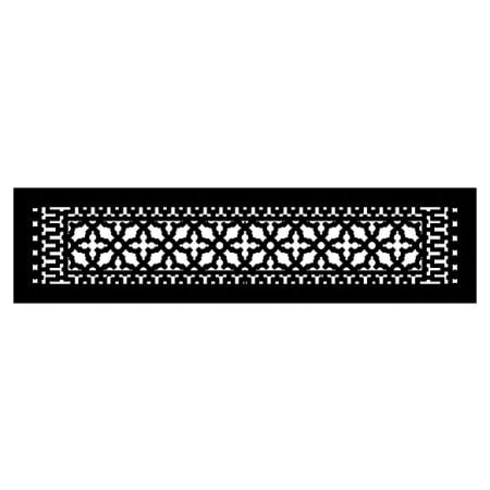 Reggio Registers Scroll Series 6" x 30" Grille with Mounting Holes Black Aluminum