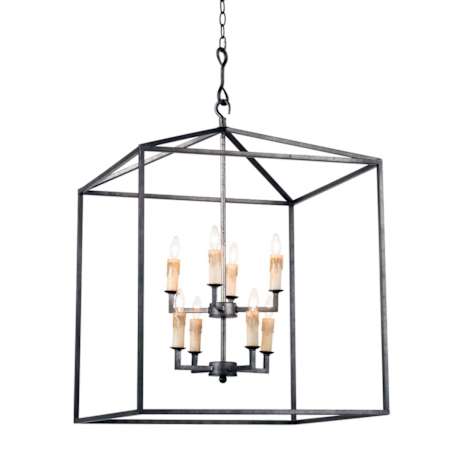 Regina Andrew Cape 8 Light 24" Wide Semi-flush Lantern Ceiling Fixture Blackened Iron