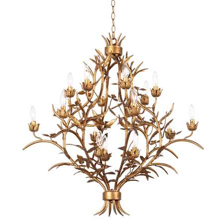 Regina Andrew Trillium 15 Light 34" Wide Candle Style Chandelier Antique Gold Leaf