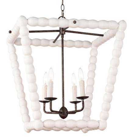 Regina Andrew Coastal Chic 4 Light 23" Wide Taper Candle Lantern Chandelier White