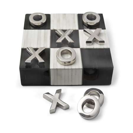 Regina Andrew Tic Tac Toe 6" Wide Flat Board With Nickel Pieces Natural
