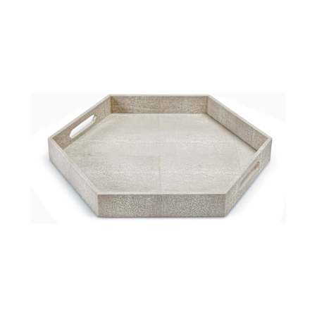 Regina Andrew Shagreen 20" Wide Hex Tray Ivory Grey