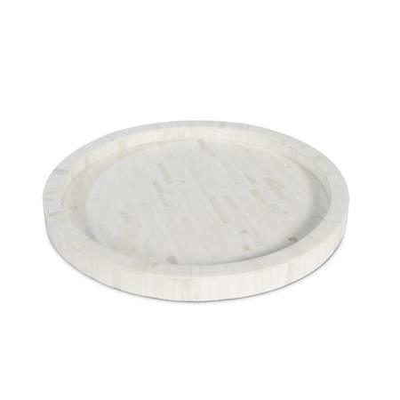 Regina Andrew Bone and Indigo 16" Wide Round Tray Natural