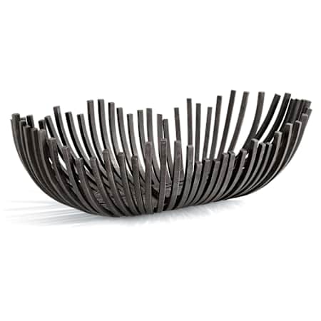Regina Andrew Webbed 15.5" Wide Bowl Oblong Blackened Iron