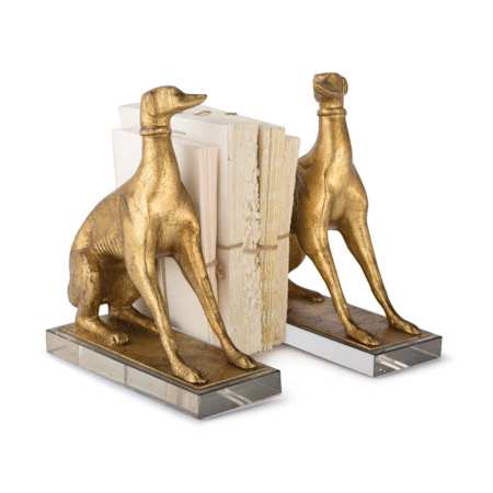 Regina Andrew Norman 10.25" Wide Bookends Antique Gold Leaf