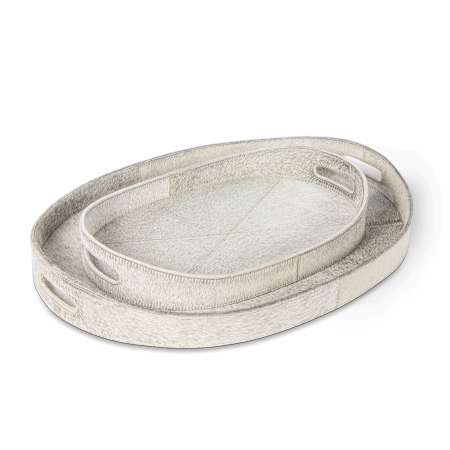 Regina Andrew Andres 24" Wide Hair on Hide Tray - Set of 2 Grey