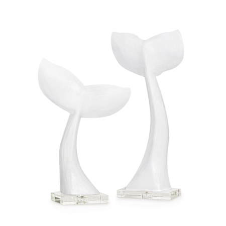 Regina Andrew Whale 12" Wide Tail - Set of 2 White