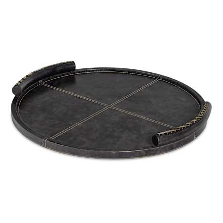 Regina Andrew Forte 18" Wide Leather Tray Round Black