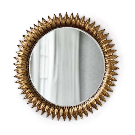 Regina Andrew Sun 29" Diameter Circular Beveled Steel Framed Accent Mirror Gold Leaf