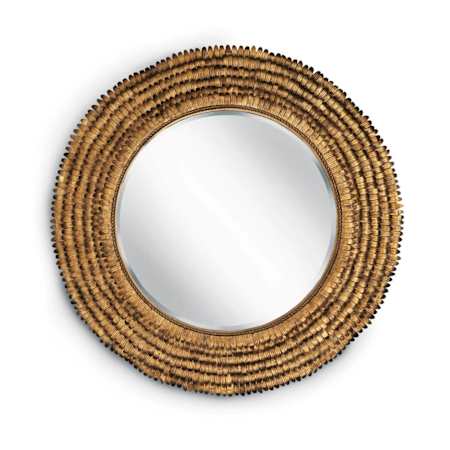 Regina Andrew Petal 32" Diameter Circular Beveled Steel Framed Accent Mirror Gold Leaf