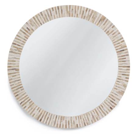 Regina Andrew Multitone 32" Diameter Circular Flat Bone Framed Accent Mirror Natural