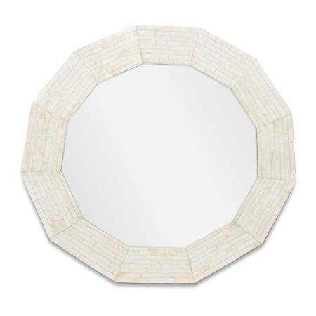 Regina Andrew Ares 30" Geometric Flat Bone Framed Accent Mirror Natural