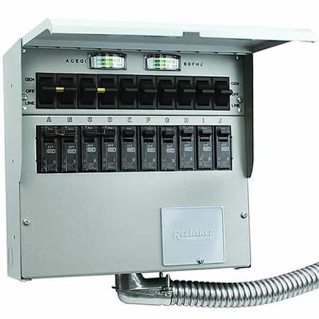 Reliance Controls Pro/Tran 2 50-Amp (120 / 240V) Single-Phase Indoor Select Circuit Manual Transfer Switch with 10-Circuit Load Center / Wattmeter N/A