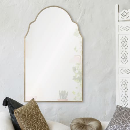 Ren Wil 26" W x 42" H Arched Framed Bathroom Mirror Antique Silver Leaf