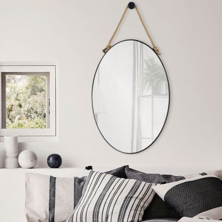 Ren Wil 22" W x 42" H Oval Framed Bathroom Mirror Matte Black