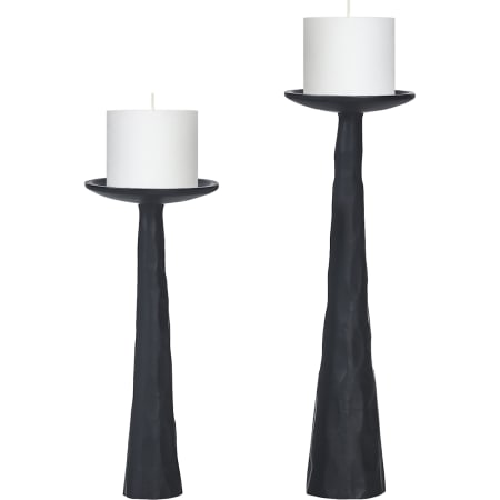 Ren Wil Tilde Aluminum Table Pillar Candlestick - Set of 2 Matte Black