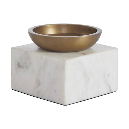 Ren Wil Carvella 4 Inch Tall Gold Candle Holder White
