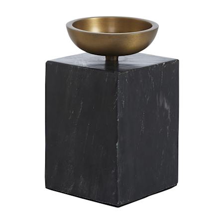 Ren Wil Poema 7 Inch Tall Gold Candle Holder Black