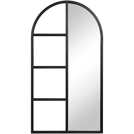 Ren Wil Trellis 38"W x 69-3/4"H Arched Flat Wood Framed Accent Mirror Matte Black
