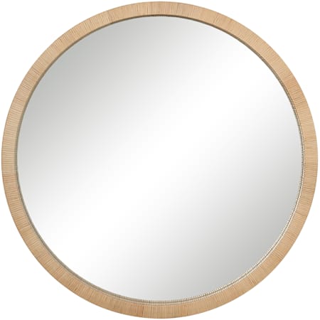 Ren Wil Rita 48" Diameter Circular Flat Rattan Framed Accent Mirror Natural
