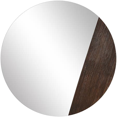 Ren Wil Ronda 47-1/4" Diameter Circular Flat Wood Framed Accent Mirror Walnut