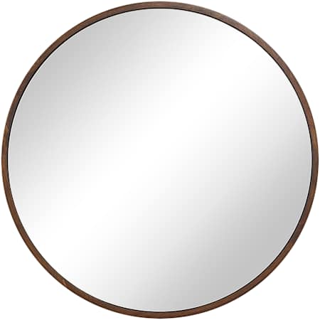 Ren Wil Modi 30" Diameter Circular Flat Wood Framed Accent Mirror Walnut
