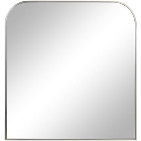 Ren Wil Salma 38"W x 40"H Arched Flat Stainless Steel Framed Accent Mirror Brushed Nickel