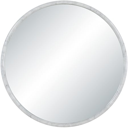 Ren Wil Cento 36" Diameter Circular Flat Stone Framed and Wall Mount Accent Mirror White