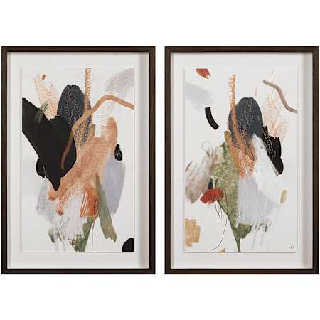Ren Wil Splendid 36" x 24" Framed Abstract Drawing Print - Set of 2 Beige
