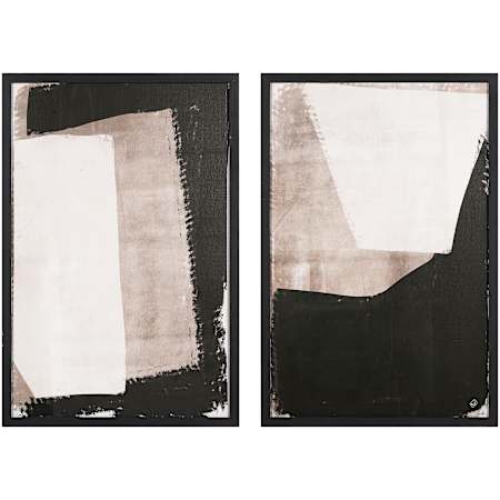 Ren Wil Watson 36" x 24" Framed Abstract Drawing Print - Set of 2 Black