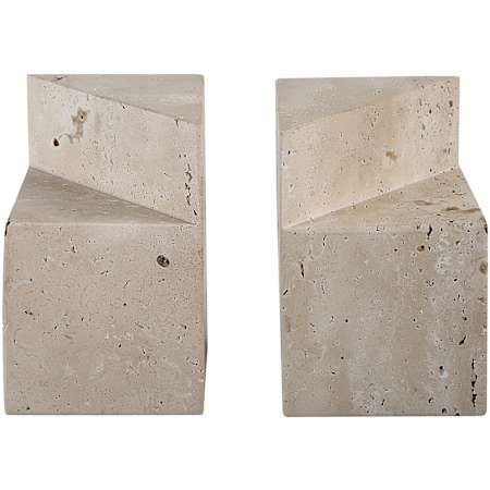 Ren Wil Attle Travertine Minerals and Rocks Sculpture - Set of 2 Natural