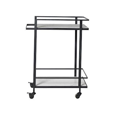 Ren Wil Colton 26" Wide Marble Bar Cart Matte Black