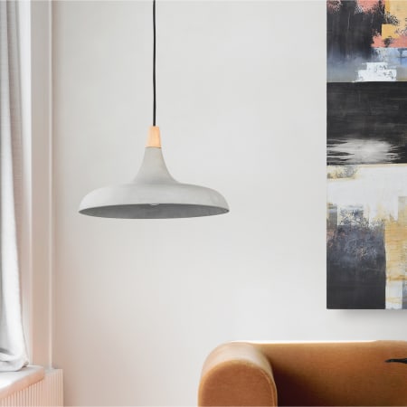 Ren Wil Jerriko 16" Wide Casual Industrial Single Pendant with Concrete Shade Gray / Wood