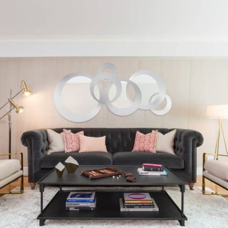 Ren Wil Dublin 71" W x 33" H Geometric Metal Framed Bathroom Wall Mirror Silver Leaf