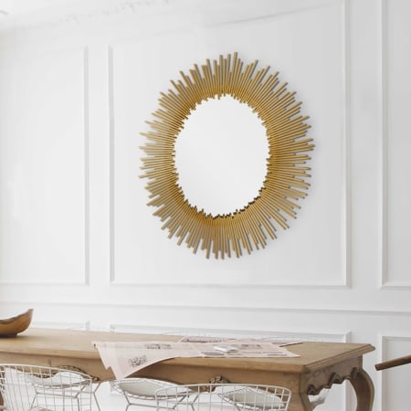 Ren Wil 32" W x 35" H Sunburst Framed Bathroom Mirror Gold Leaf