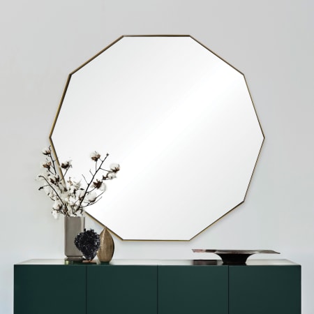 Ren Wil 40" W x 38" H Geometric Bathroom Mirror Antique Brass