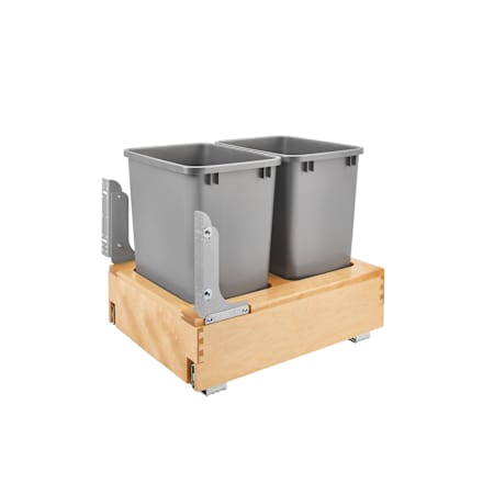 Rev-A-Shelf Wood Classics 17-1/4"W Double 35 Qt. (8.75 gallon) Pull Out Bottom Mount Base Cabinet Trash Can System with Rev-A-Motion Soft Open and Close Slides Silver