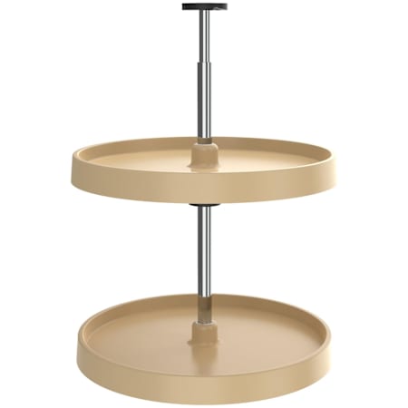 Rev-A-Shelf Value Line Polymer 18" Full Circle 2 Tier Lazy Susan with 26-31" Adjustable Pole for Corner Wall Cabinets - 60lb Total Capacity Almond