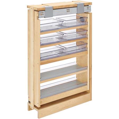 Rev-A-Shelf Wood Classics 6" Wood Vanity Base Filler Pull Out Organizer for New Vanity Applications with Soft Close Maple