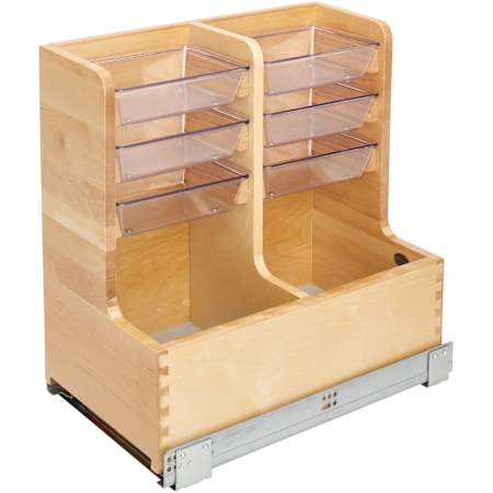 Rev-A-Shelf Wood Classics 11-11/16" Wood Vanity Sink Pull Out Organizer with Soft Close Maple